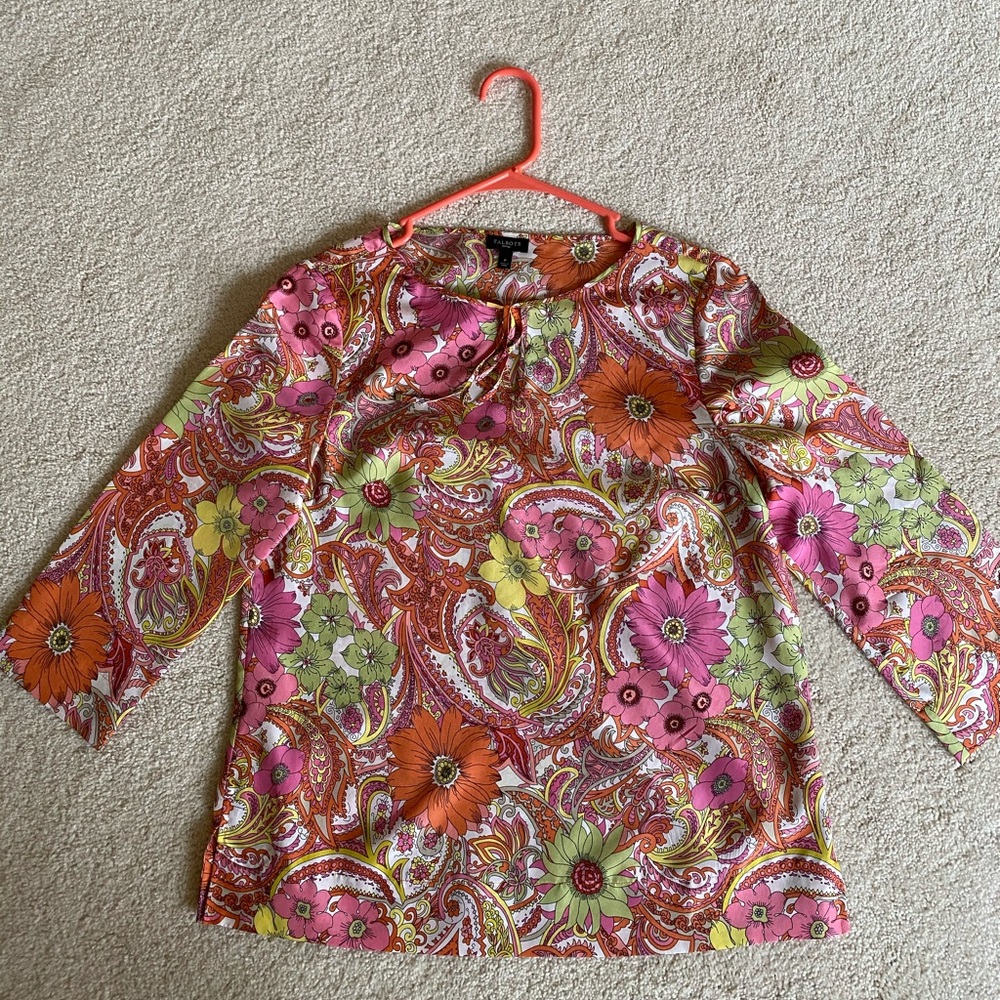 TALBOTS Floral Silk Top